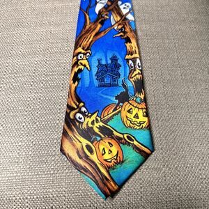 Halloween Scary Haunted House Ghost Neck Tie Vintage